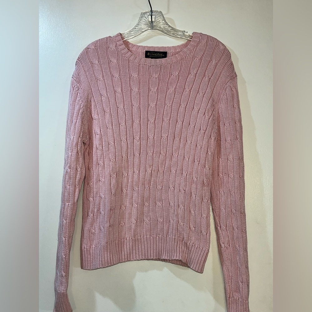 Brooks Brothers Pink Cable Knit Sweater Womens Sz Large